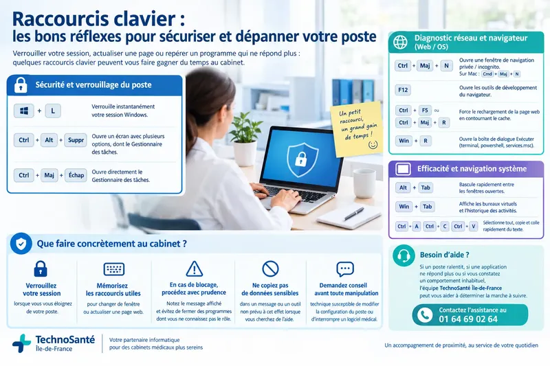 Raccourcis clavier et cybersécurité au cabinet